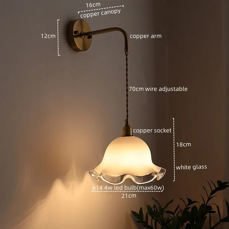 Afralia™ LED Copper Wall Light: Modern Nordic Interior Lamp for Bedroom, Bathroom, and Balcony