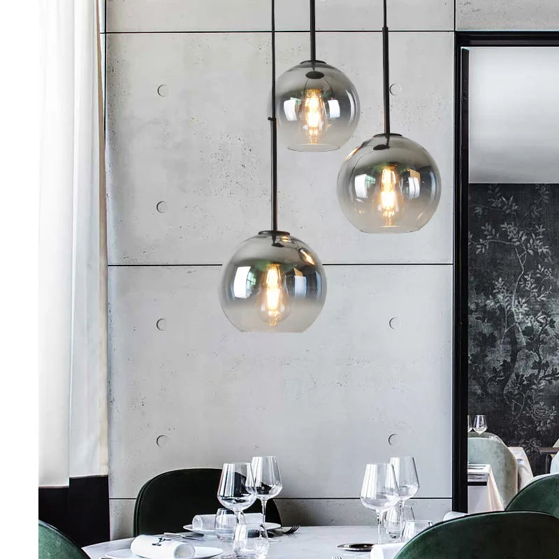 Afralia™ Gradient Glass Chandelier: Modern Nordic Living Room Lighting for Bedroom or Restaurant