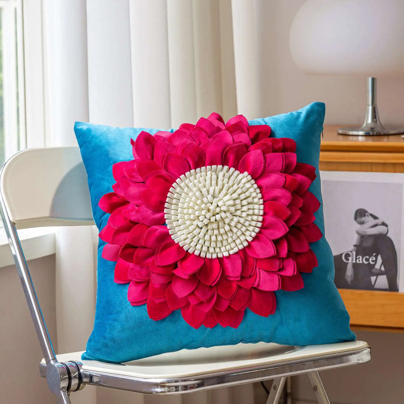 Sunflower Cushion Cover Velvet 3D Floral 45x45cm for Sofa Bed Home Decor Afralia™