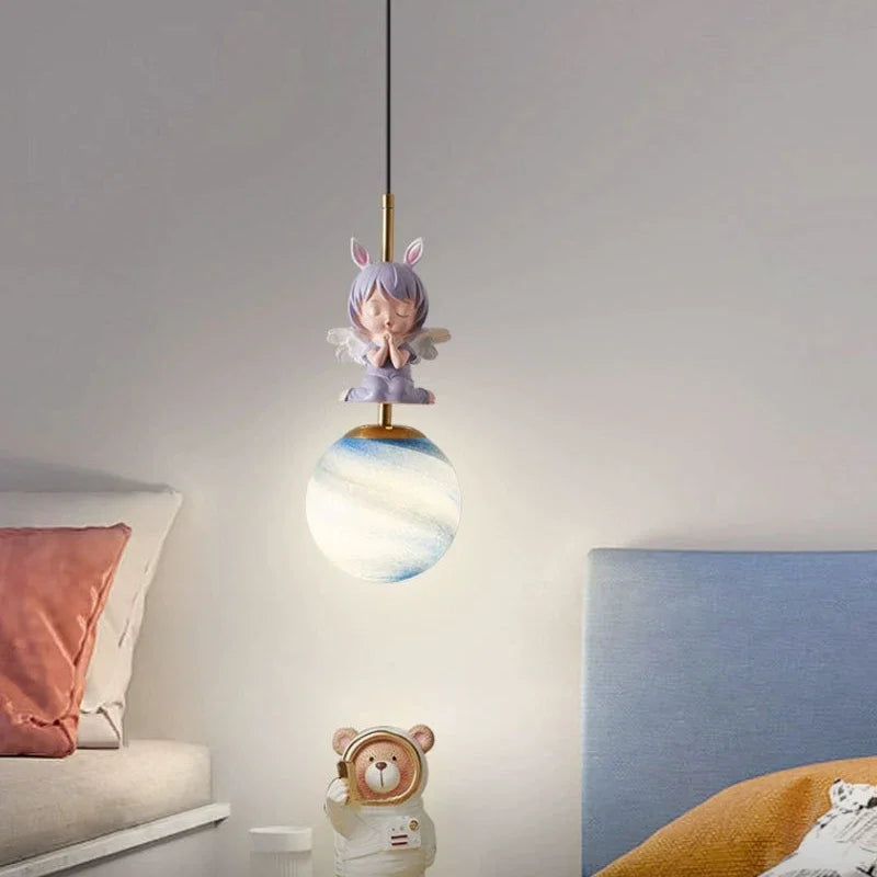 Afralia™ Modern LED Moon Planet Pendant Light