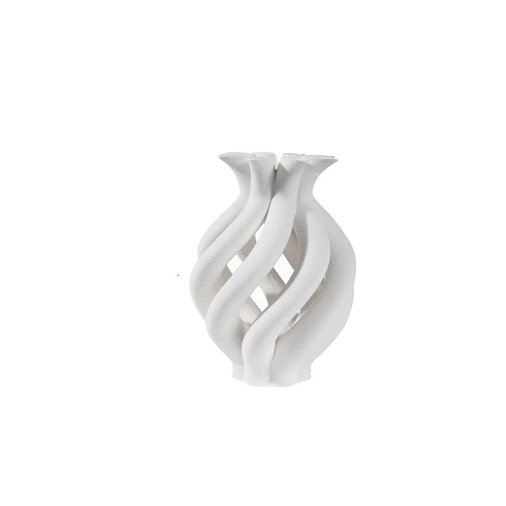 Afralia™ Geometric Ceramic Hollow Vases Spiral Pipe Floral Arrangement Home Decor Figurines