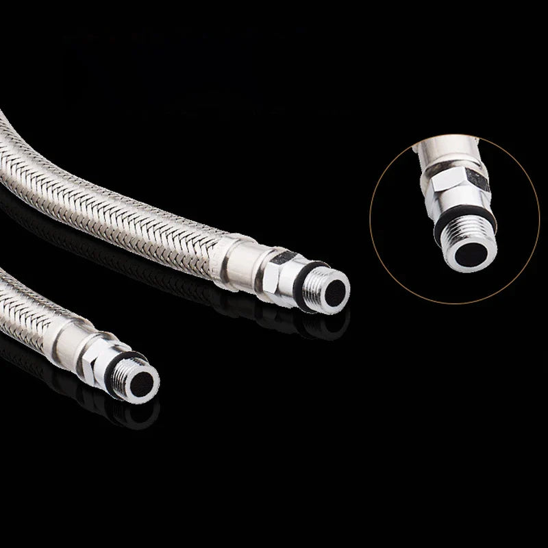 Afralia™ 60cm Stainless Steel Flexible Plumbing Pipes for Cold Hot Mixer Faucet Water Supply