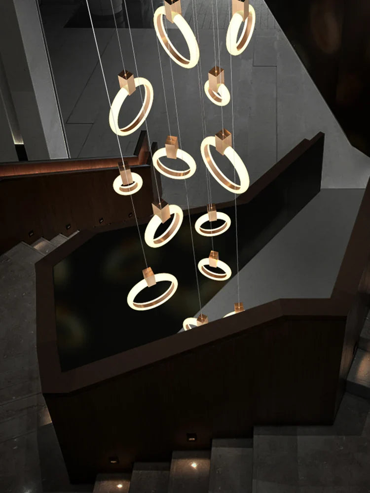 Afralia™ LED Wooden Staircase Chandelier Ceiling Lights - Modern Hanging Pendant Lamps