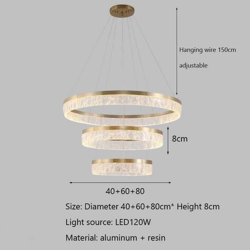 Afralia™ Modern Luxury Round Resin Chandelier LED Ceiling Lamp for Home Indoor Lighting