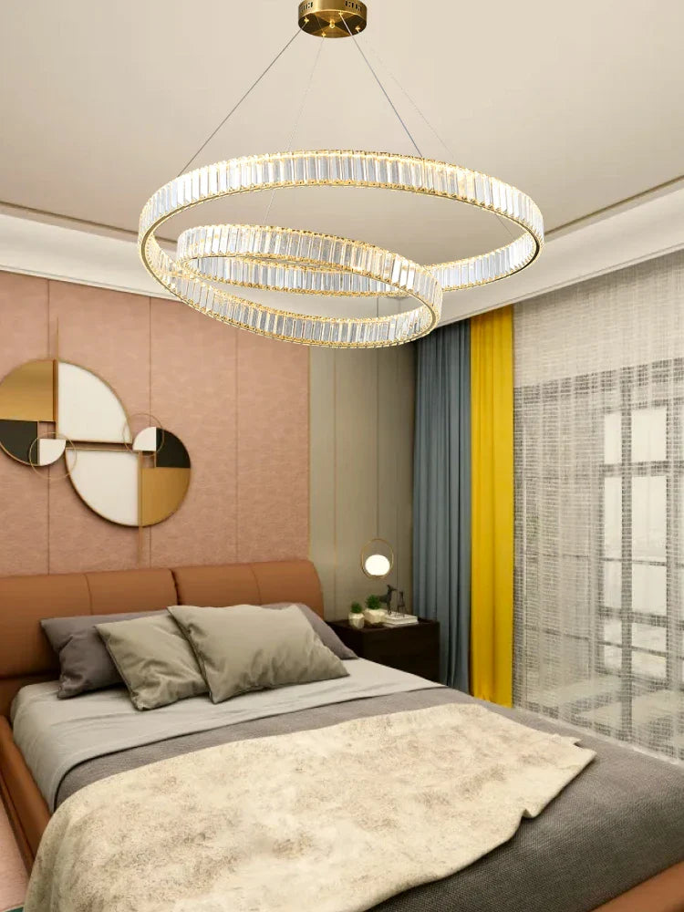 Afralia™ Crystal LED Pendant Light Chandelier for Bedroom Living Room - Adjustable Ceiling Lamp