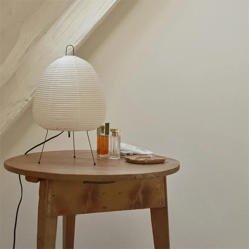 Afralia™ Japanese Style Rice Paper Desk Lamp for Home Decor, E27 Bedroom & Study Room Lighting