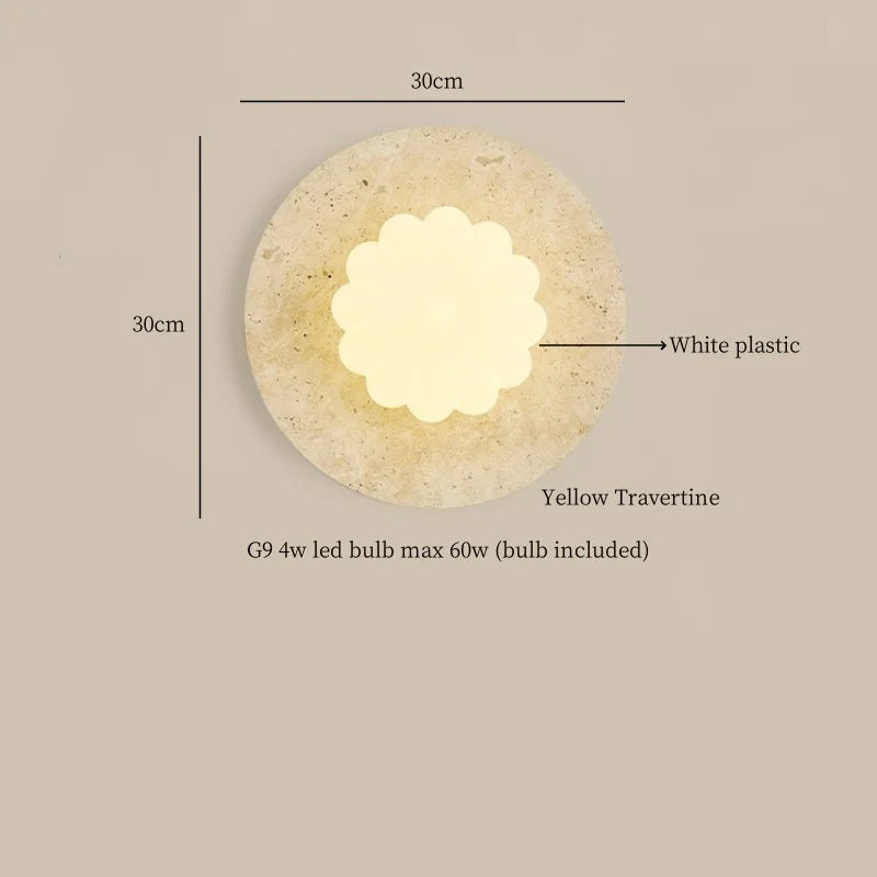 Afralia™ Wabi Sabi LED Wall Lamp, Pull Chain Switch, Yellow Travertine, Living Room, Bedroom