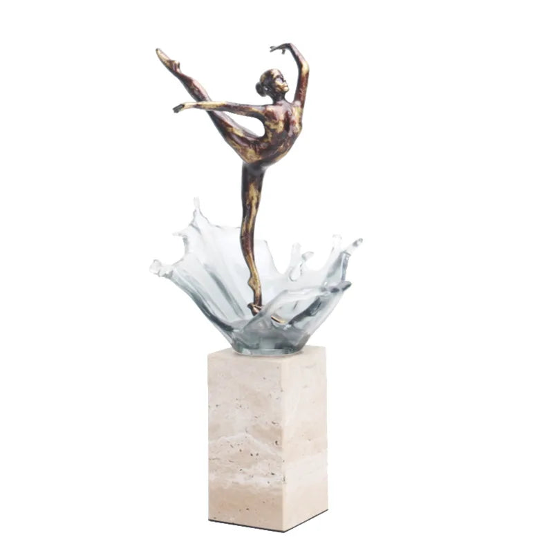 Afralia™ Ballet Dancer Figure Sculpture Clear Water Wave Home Decor