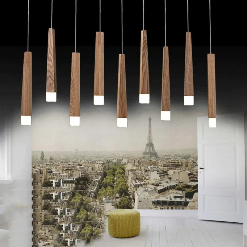 Afralia™ Wooden Stick Pendant Light: Modern Nordic Design for Kitchen, Living Room & Dining Room