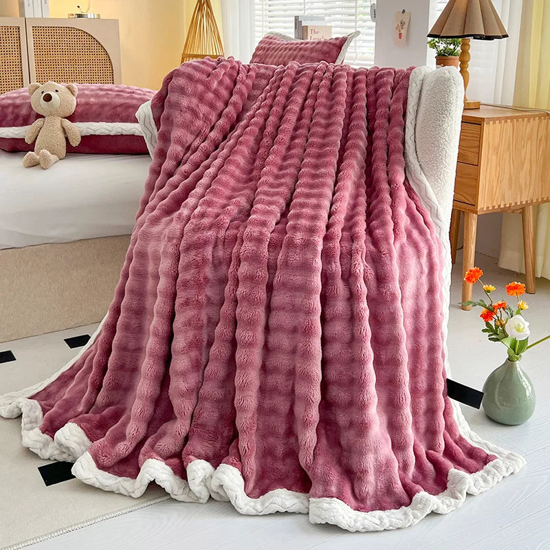 Afralia™ Plush Velvet Bed Blanket for Cozy Autumn Warmth, Soft Coral Fleece Sofa Throw