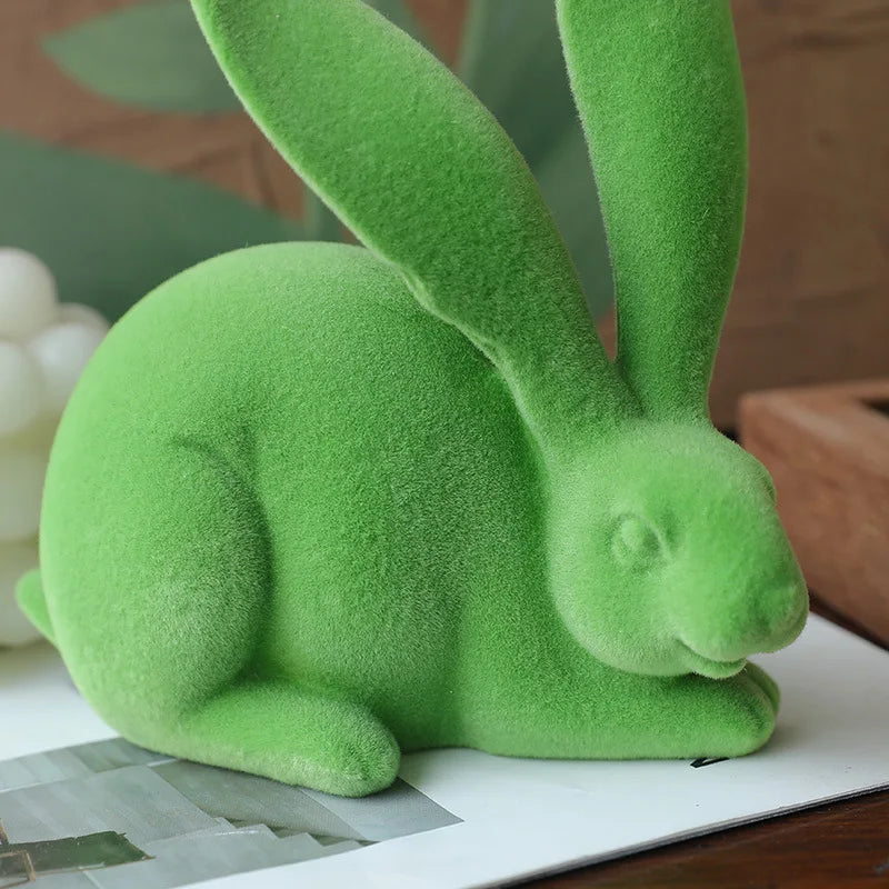 Afralia™ Abstract Rabbit Figurines: Flocking Bunny Resin Art Decor Ornaments
