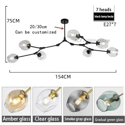 Afralia™ Glass Bubble Branch Chandelier: Modern Hanging Ceiling Light Fixture
