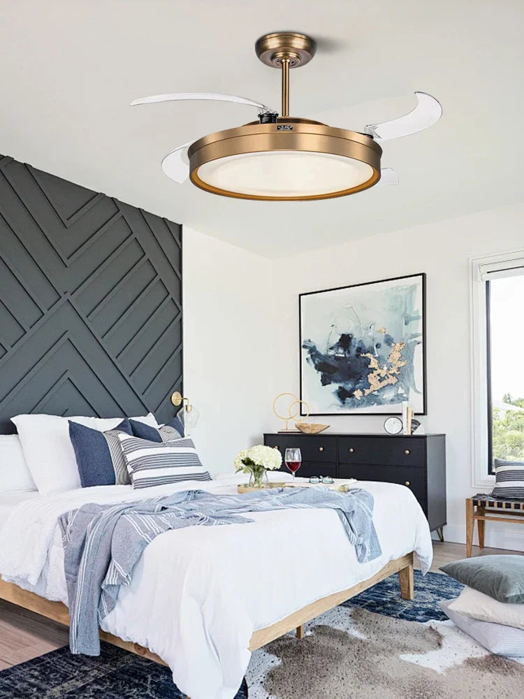 Afralia™ Modern LED Ceiling Fan Light with Remote Control and Reversible Blade for Bedroom