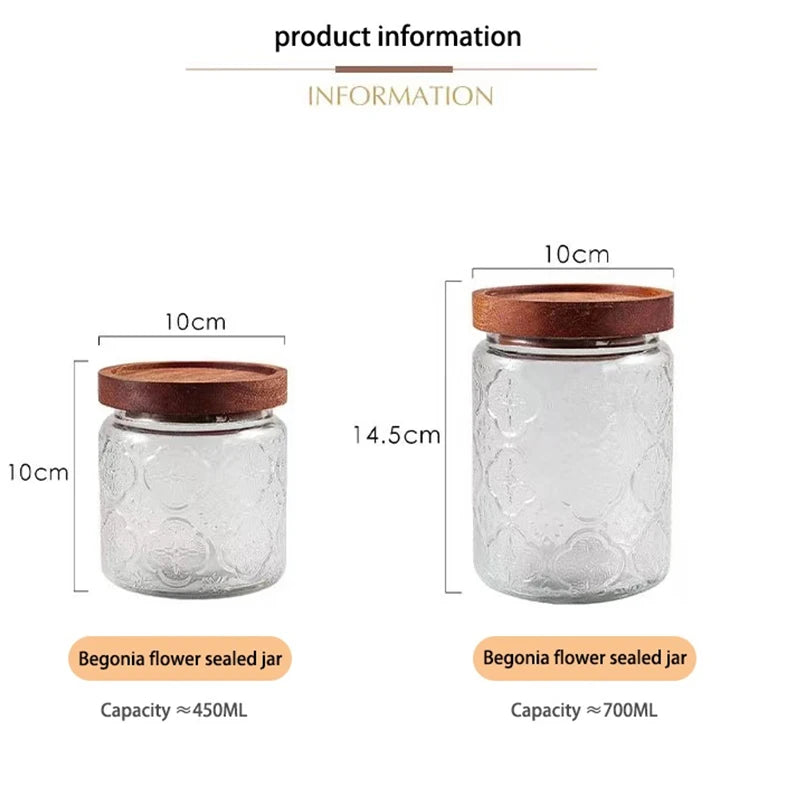 Afralia™ Vintage Glass Jar Canister with Seal Wooden Lid - Retro Design Airtight Container