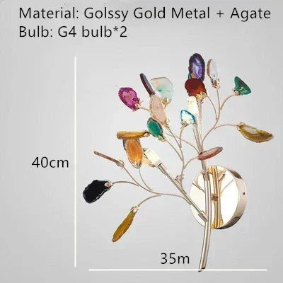 Afralia™ Natural Agate Chandelier Green Blue Lighting for Foyer Living Dining Room