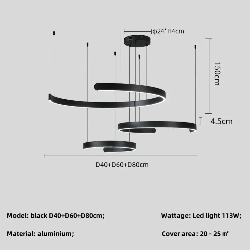 Afralia™ Black LED Chandelier Pendant Light for Foyer Stairs Bar, Minimalist Indoor Hanging Lamp