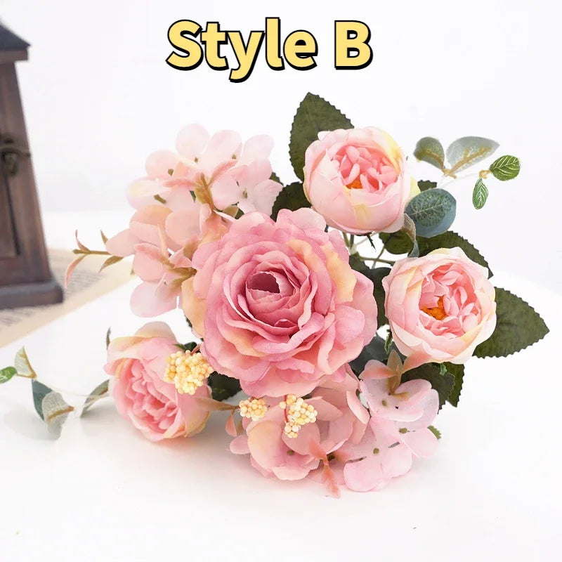 Afralia™ Peony Tea Rose Autumn Silk Flowers for Home Wedding Decoration