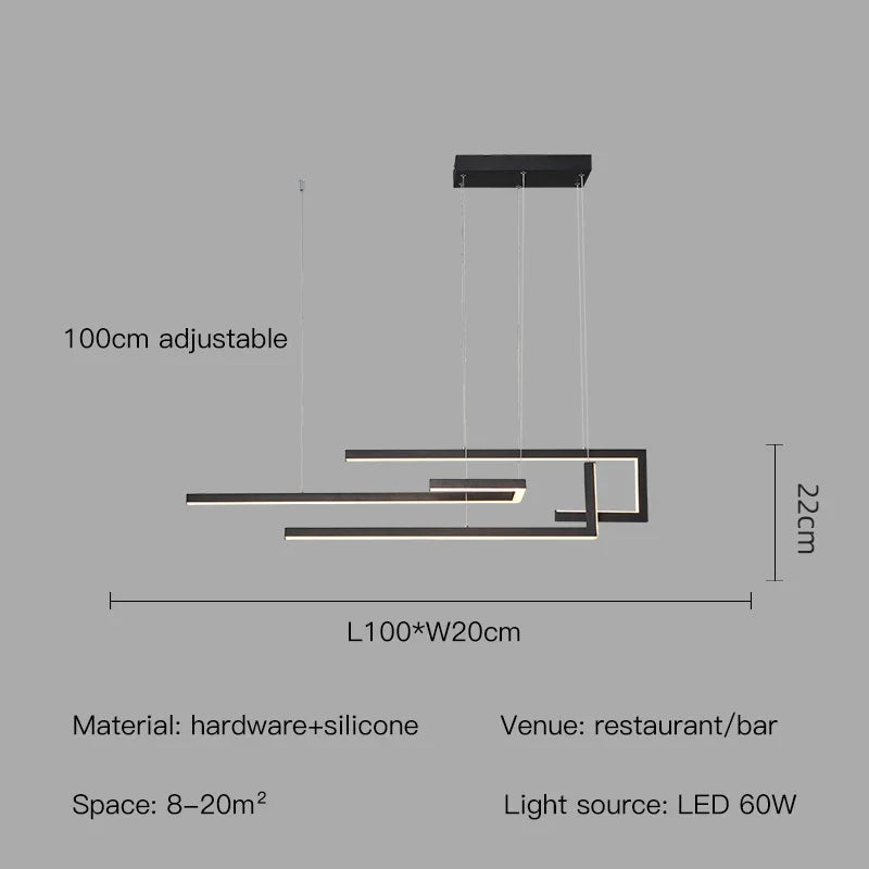 Afralia™ Black LED Ceiling Pendant Light - Dimmable Modern Chandelier for Home Decor