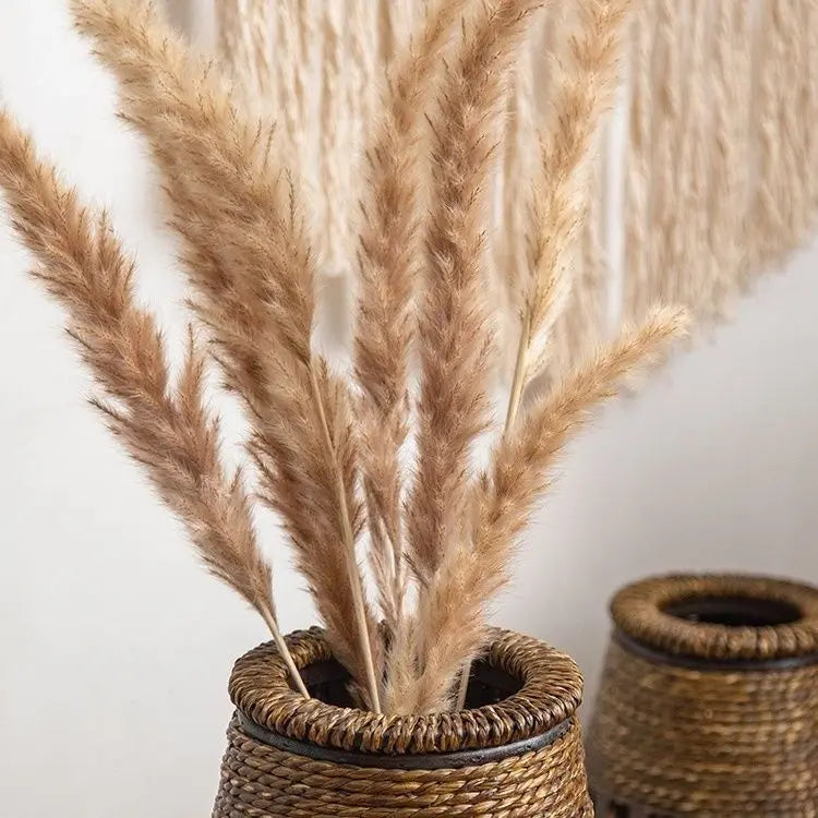 Afralia™ Bamboo Woven Vase Rattan Flower Glass Arrangement Dried Flower Basket Living Room Decor