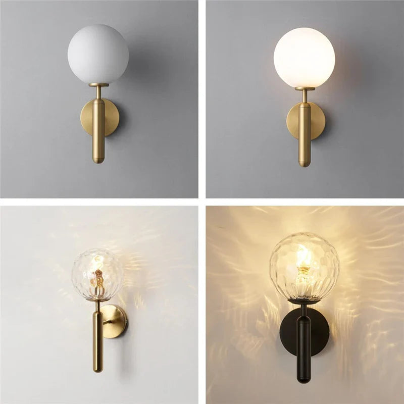 Afralia™ Glass Ball Wall Lamp Metal Wall Lights for Modern Living Room Decoration