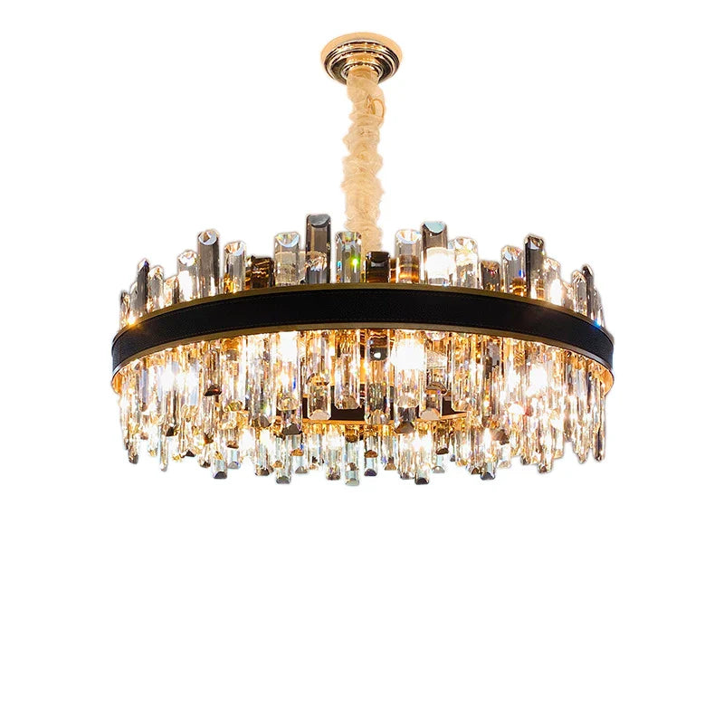 Afralia™ Crystal Leather Chandelier | Modern LED Lustres for Living Room & Dining Room
