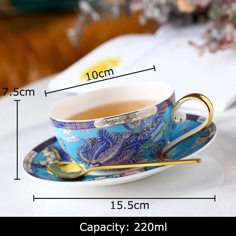 Afralia™ Phoenix Pattern Bone Cup & Saucer Set, Exquisite Gilding Coffee Mug