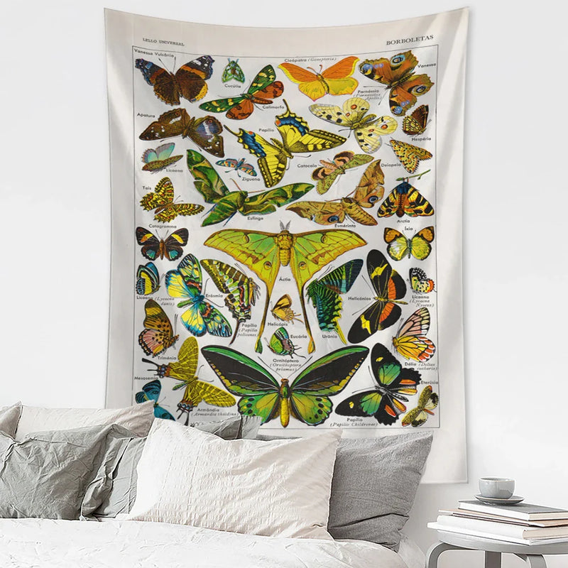 Afralia™ Butterfly Vintage Tapestry Wall Hanging Natural Boho Art Decor