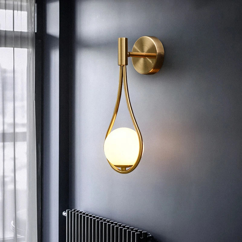 Afralia™ Brass Glass Wall Lamp for Nordic Modern Bedroom Lighting