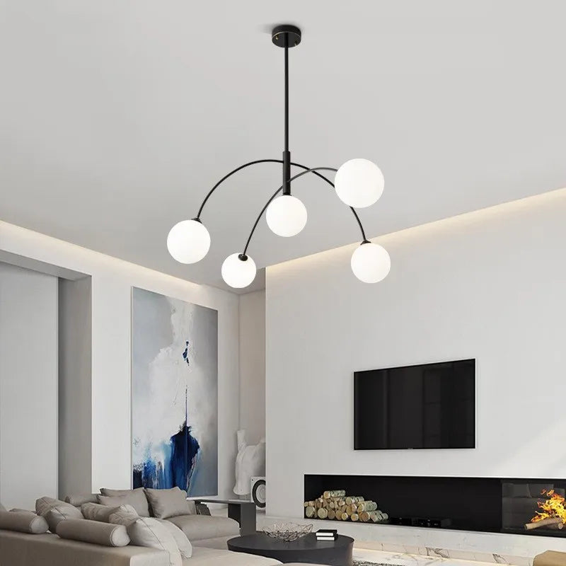 Afralia™ Nordic Pendant Light Chandelier Suspended Milky Glass Designer Ceiling Lamp.