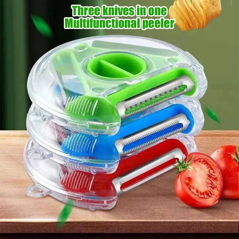 Afralia™ 3-in-1 Magic Peeler Trio Set: Slicer, Shredder, Julienne Cutter - Kitchen Tool