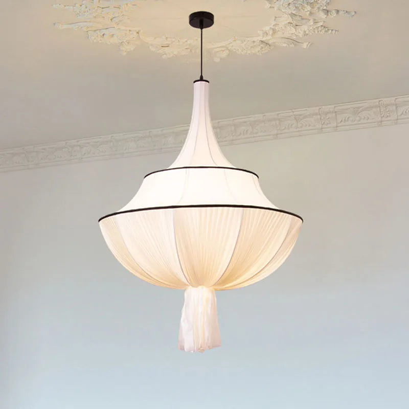 Afralia™ French Minimalist Silk Pendant Lamp for Living Room Kitchen Farmhouse