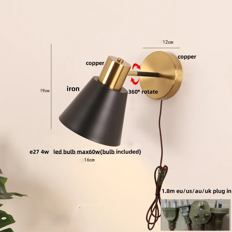 Afralia™ Modern Black Iron LED Wall Sconce for Hallway Bedroom Vanity Bar