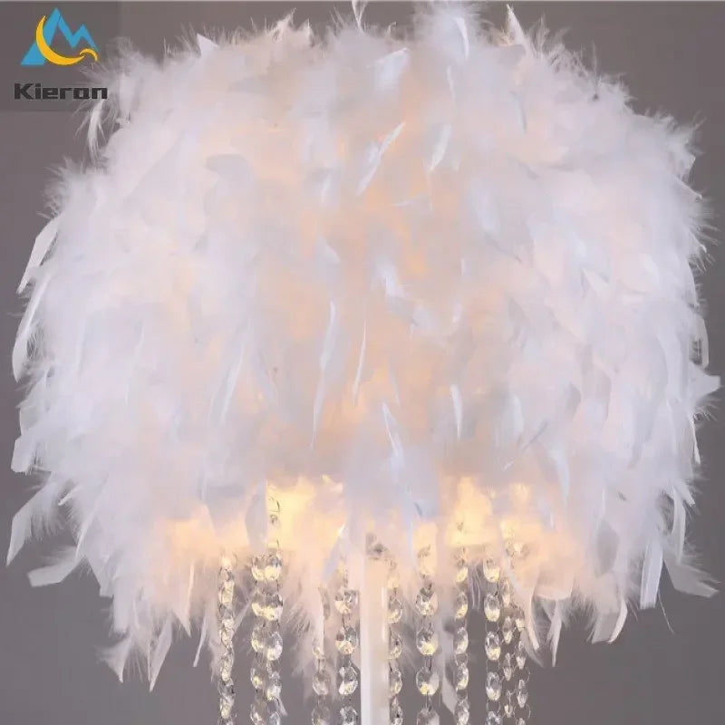 Afralia™ Crystal LED Feather Floor Lamp for Modern Nordic Living Room Decor