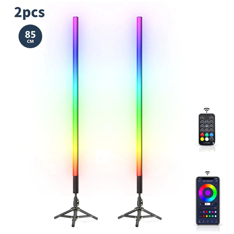 Afralia™ RGB Tube Light Set with Tripod for Home Party Bar - 2PCS 85cm