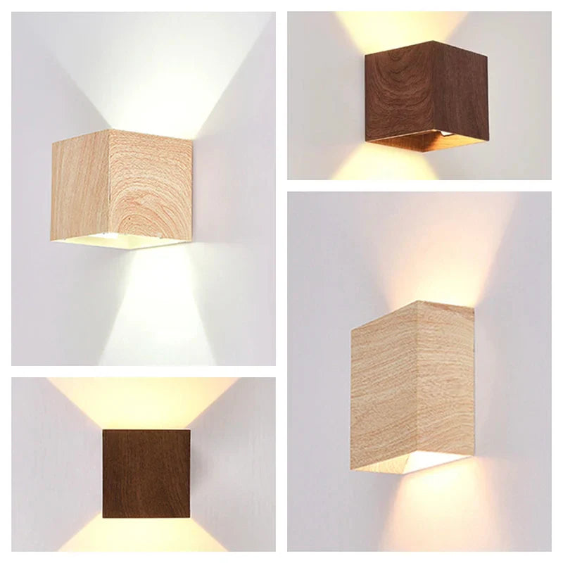 Afralia™ Walnut Wood LED Wall Lamp for Bedroom Living Room Study Staircase §