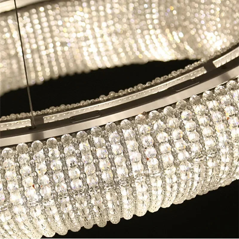Afralia™ LED Crystal Round Ceiling Chandelier for Elegant Dining Room Lighting