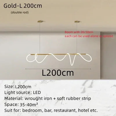 Afralia™ Musical Note Linear Light: Modern Nordic Pendant Lamp for Living Room