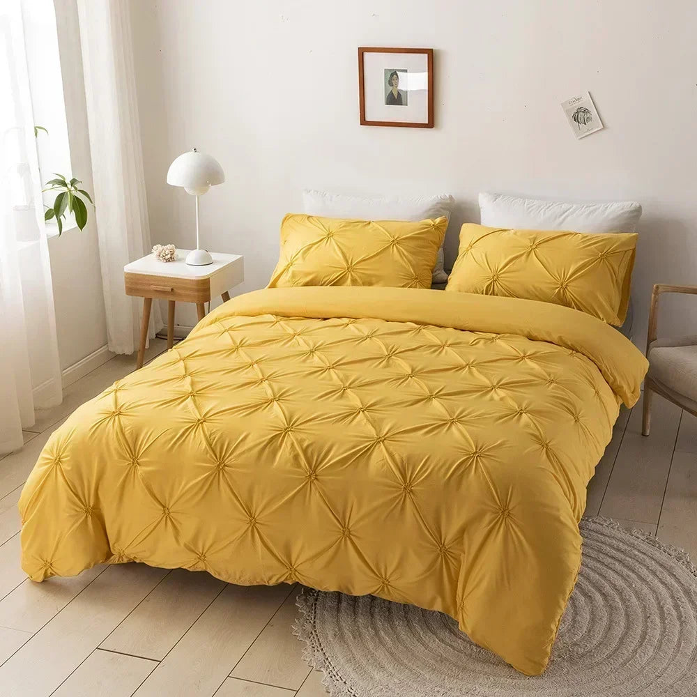 Afralia™ 3D Pinch Pleated Duvet Cover Set - Queen, King Size Bedding Set of Quilt Cover & Pillow Case