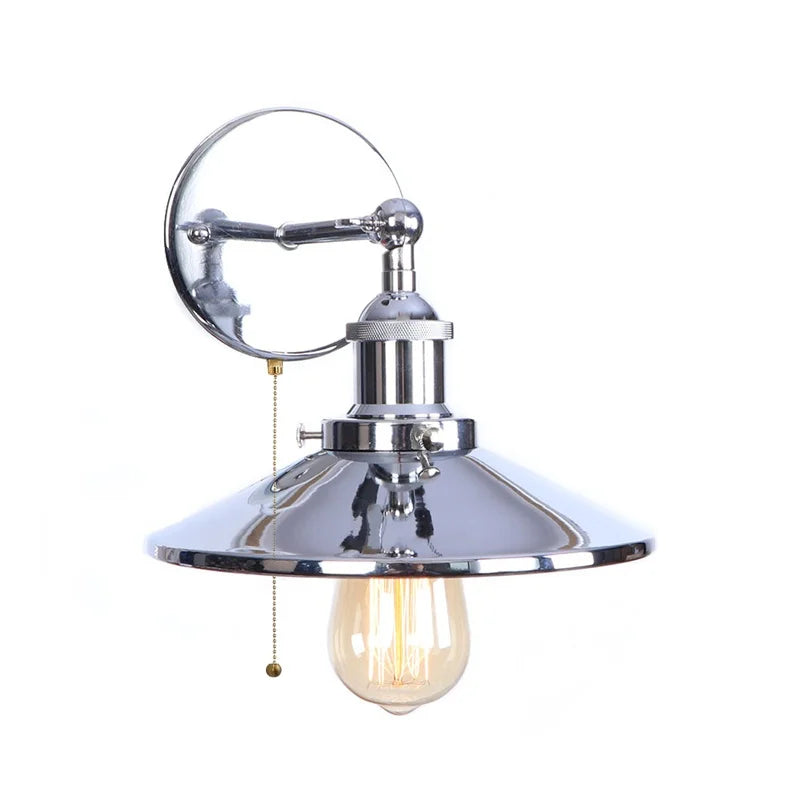 Afralia™ Vintage LED Pull Chain Wall Lights, Industrial Retro Iron Aisle Bedside Lamp