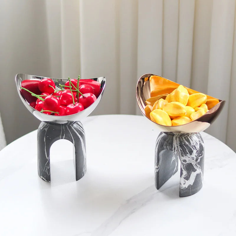 Afralia™ Geometric Marble Arch Fruit Plate: Stylish Metal Figurine Home Decoration Tray