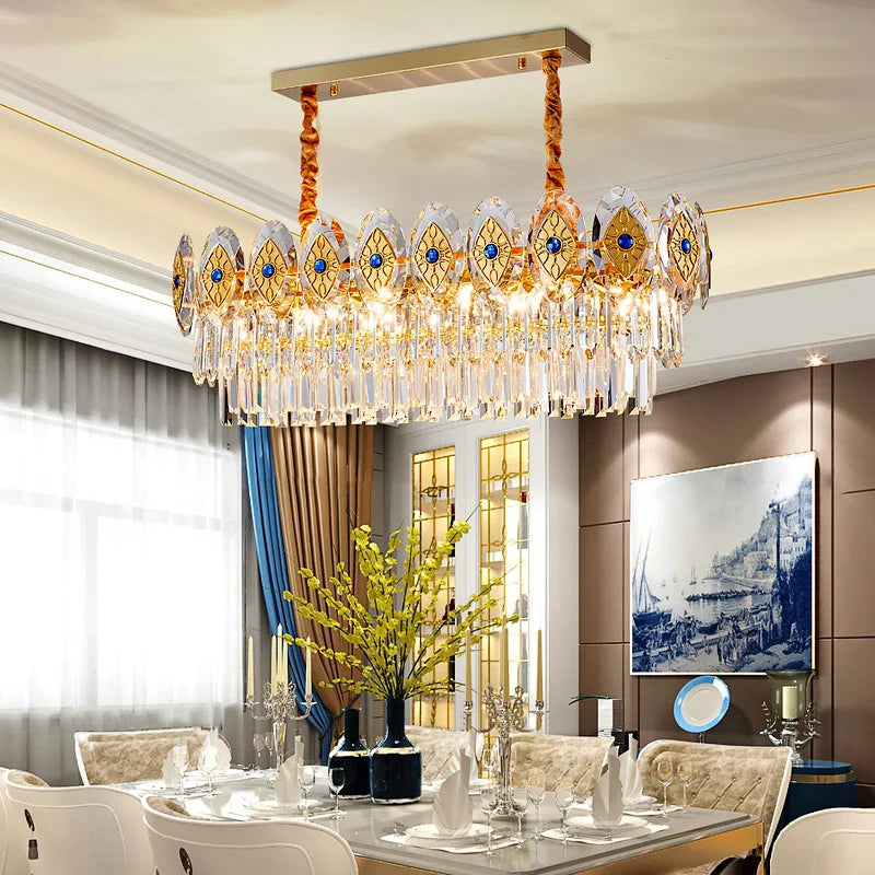 Afralia™ Opulent Crystal Chandelier: Gold LED Luxury Lighting for Living Room
