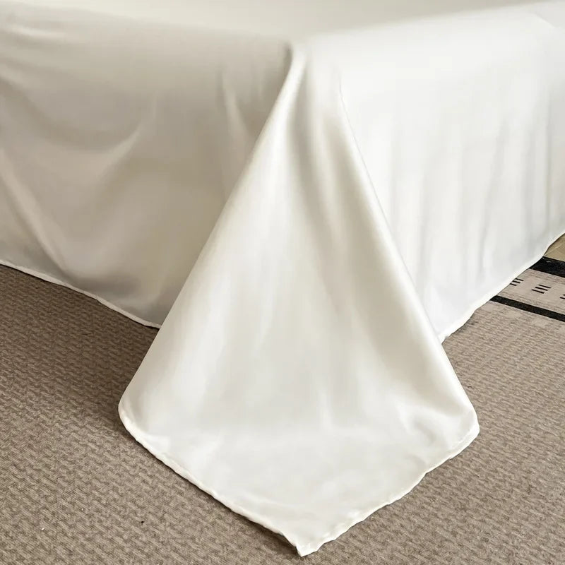 Afralia™ Solid Ice Silk Embroidery Bedding Set: Silky Cooling Duvet Cover, Cozy & Skin-Friendly
