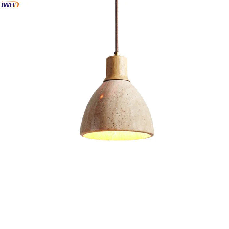 Afralia™ Yellow Travertine LED Pendant Lamps - Wabi Sabi Home Decor & Lighting