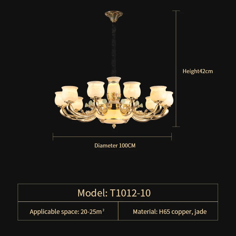Afralia™ Luxe Jade Copper Living Room Chandelier