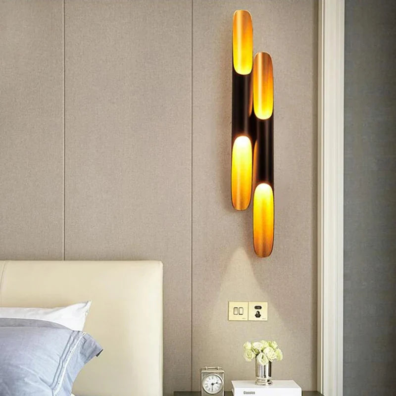 Afralia™ Nordic Black Golden Aluminum Wing LED Wall Sconce Light