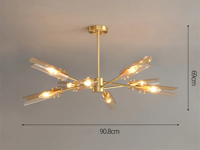 Afralia™ Lustre Metal LED Glass Chandelier Pendant Hanging Light