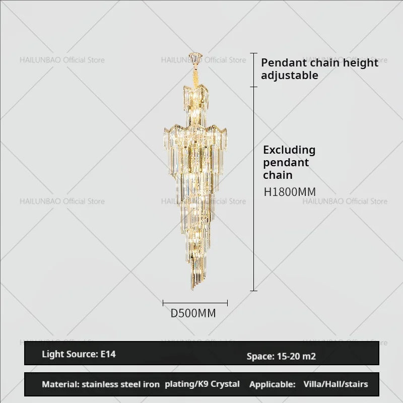 Afralia™ Crystal Chandelier: European Villa Hotel Luxury Hollow Building Middle Floor Lighting