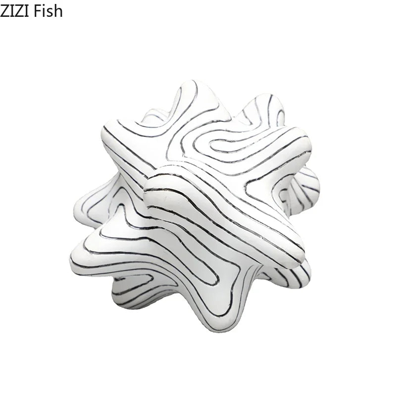 Afralia™ White Ripple Spike Ball Ornaments - Golden Plate Desk Decoration Sculpture