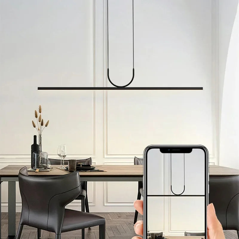 Afralia™ LED Black Ceiling Chandelier for Dining Room Kitchen Island - Modern Home Decor Lighting