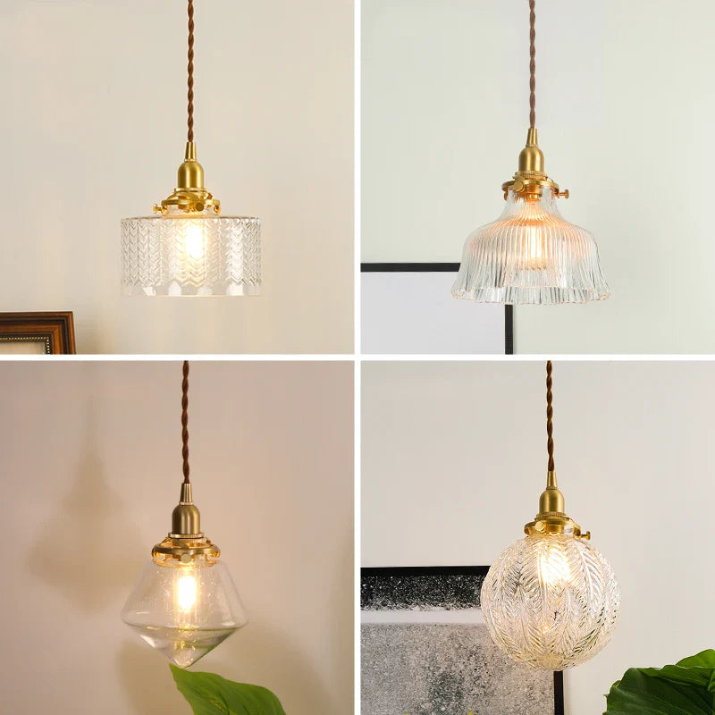 Afralia™ Clear Glass LED Pendant Light: Modern Copper Hanging Lamp for Home Indoor Decor